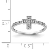14k White Gold Polished 1/10 carat Diamond Cross Ring RM5655
