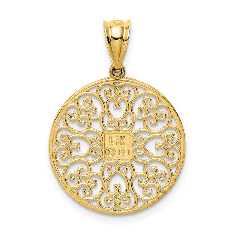 14K Fancy Filigree and Diamond Cut Charm D3348