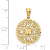 14K Fancy Filigree and Diamond Cut Charm D3348