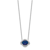 14k White Gold Diamond and Oval Sapphire East-West 18 inch Necklace PM4027