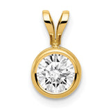 14k 6mm Round Cubic Zirconia Bezel Pendant XP301CZ