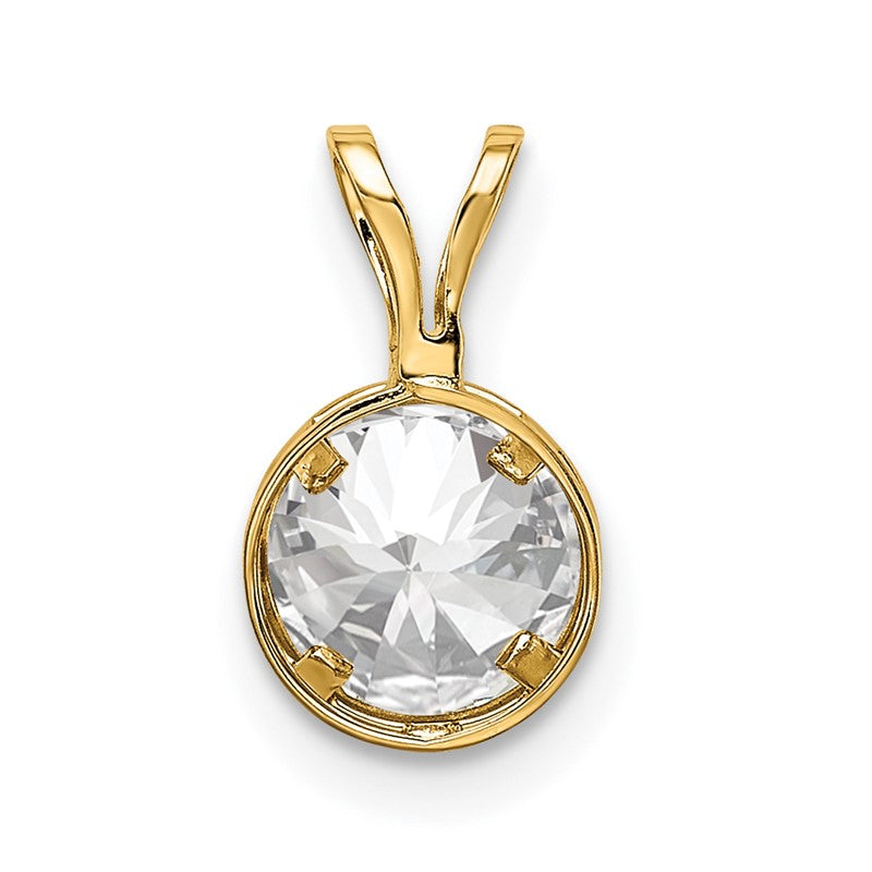 14k 6mm Round Cubic Zirconia Bezel Pendant XP301CZ