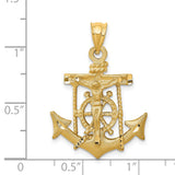 14k Satin Diamond-cut Mariners Crucifix Pendant C141