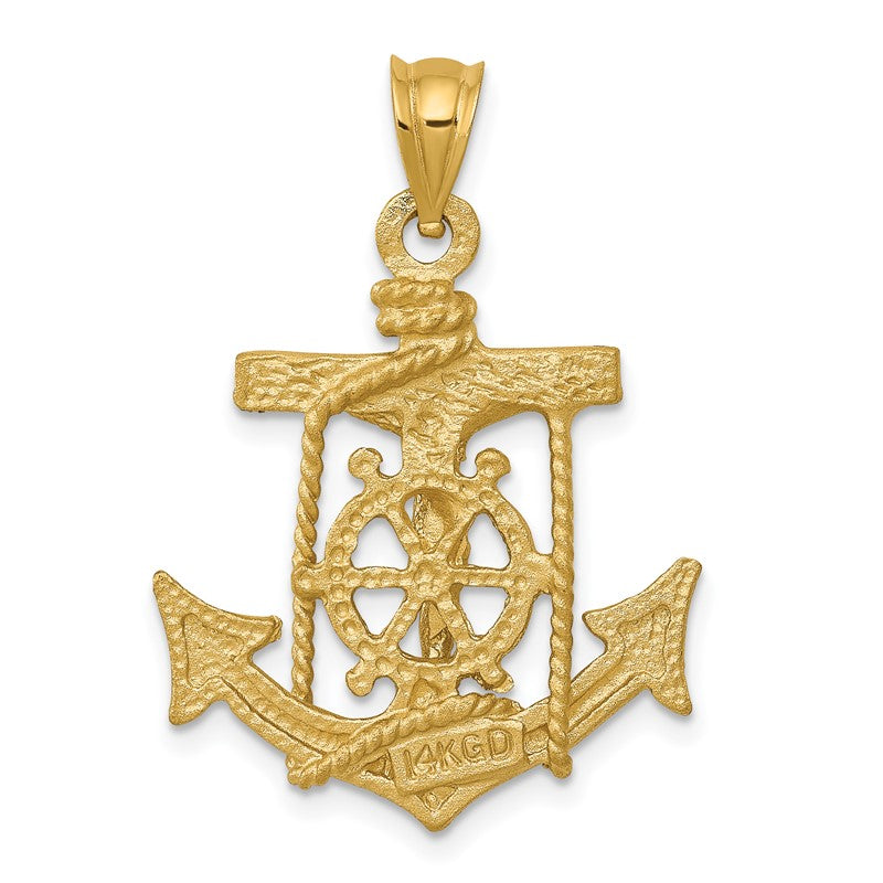 14k Satin Diamond-cut Mariners Crucifix Pendant C141