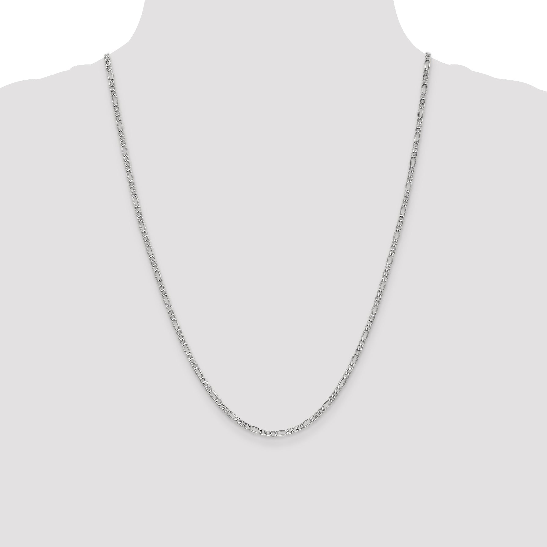 14K White Gold 10 inch 2.5mm Semi-Solid Figaro with Lobster Clasp Chain BC119