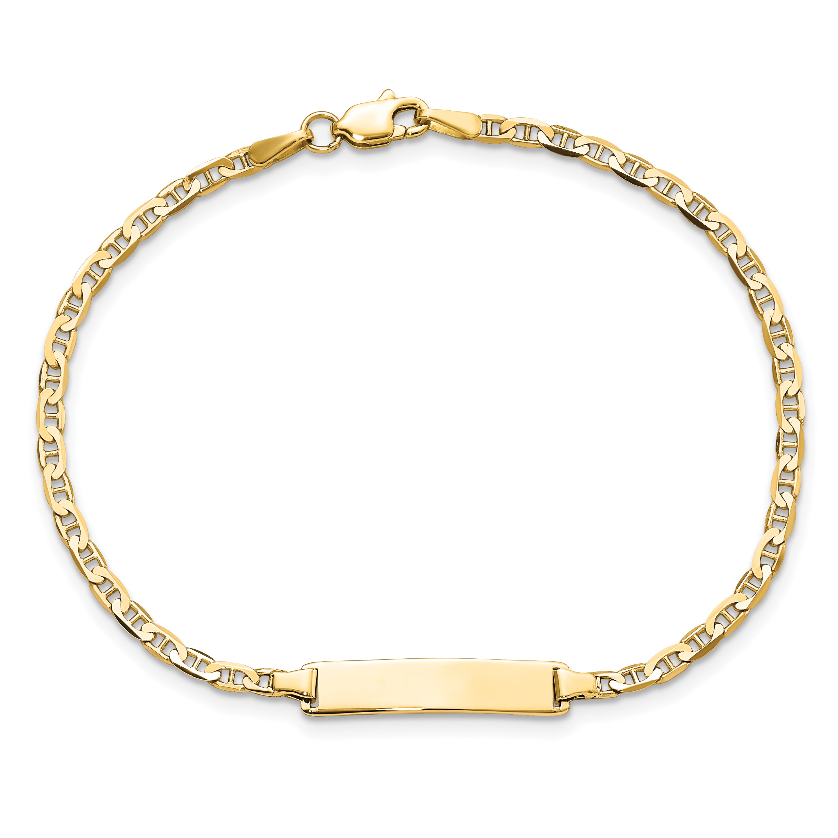 14k Polished Solid Chain/Solid Plate Flat Anchor Link 22.5x4.5mm Plate 7 inch ID Bracelet LID71