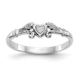 14K White Gold Textured Mini Heart Size 1 Baby / Childs Ring K5794