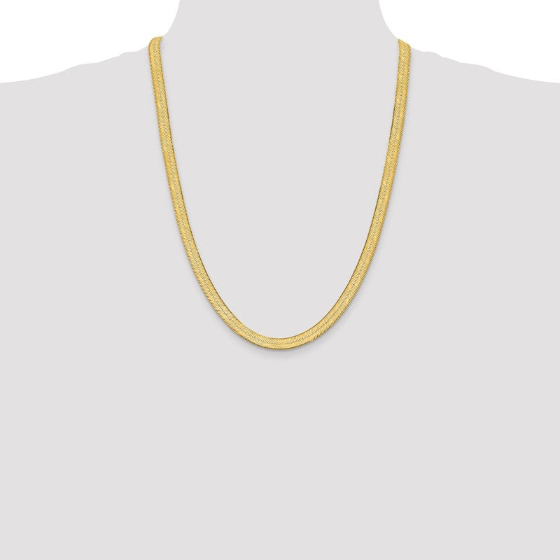 14K 16 inch 6.5mm Silky Herringbone with Lobster Clasp Chain SLK065