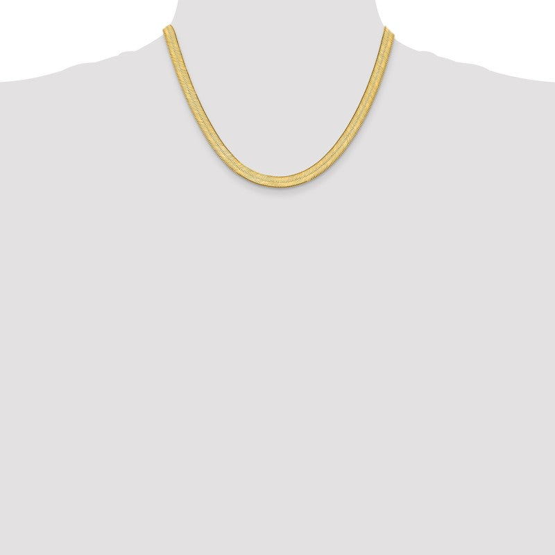 14K 16 inch 6.5mm Silky Herringbone with Lobster Clasp Chain SLK065