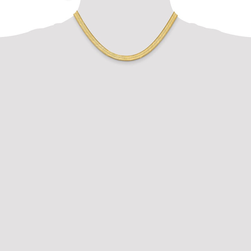 14K 16 inch 6.5mm Silky Herringbone with Lobster Clasp Chain SLK065