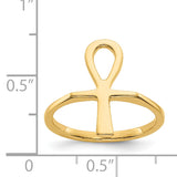 14k Polished Ankh Egyptian Cross Ring R1322