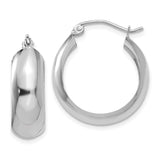 14k White Gold 7x21mm Polished Hoop Earrings H328