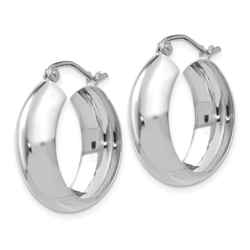 14k White Gold 7x21mm Polished Hoop Earrings H328