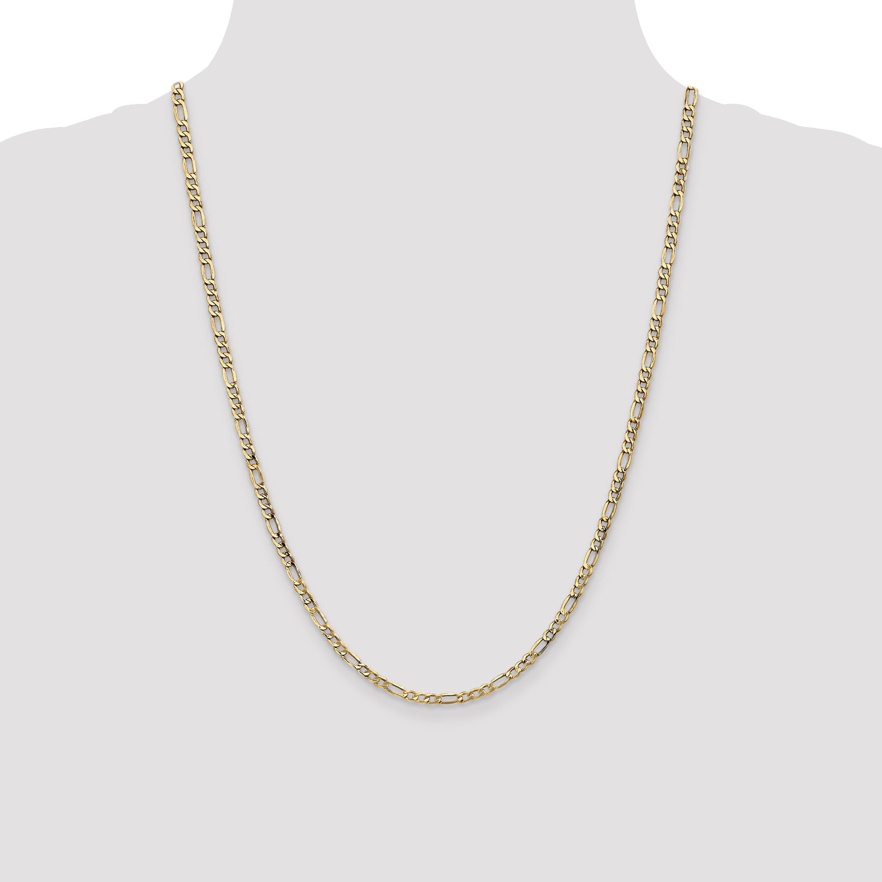 14K 10 inch 3.5mm Semi-Solid Figaro with Lobster Clasp Anklet BC93
