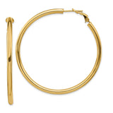 14k 3x52mm Polished Round Omega Back Tube Hoop Earrings PRE924