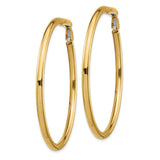 14k 3x52mm Polished Round Omega Back Tube Hoop Earrings PRE924