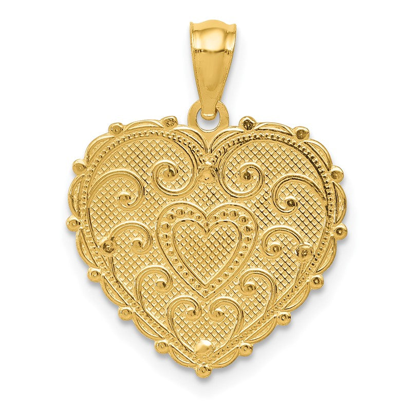 14k Tri-color Polished #1 MOM Shadowbox Pendant K5191