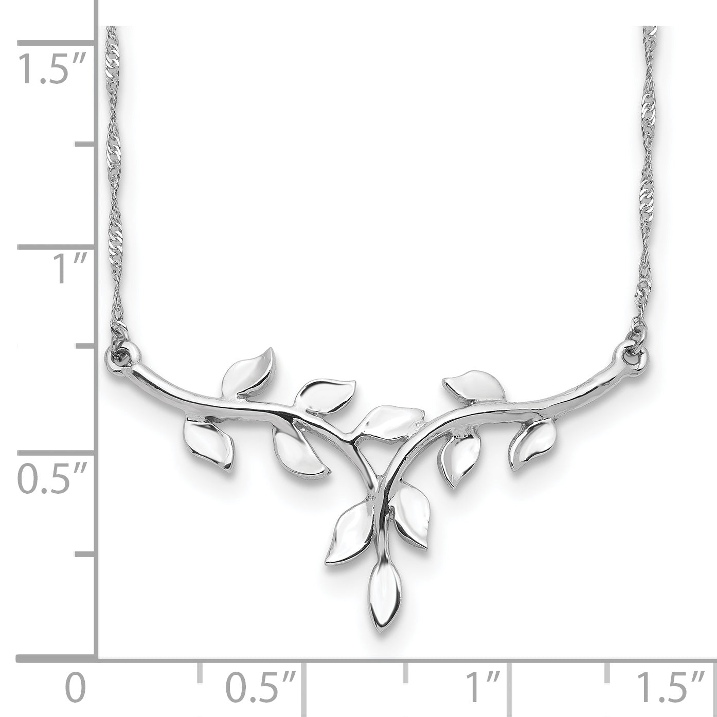 14K White Polished Leaves 17 inch Necklace SF2638