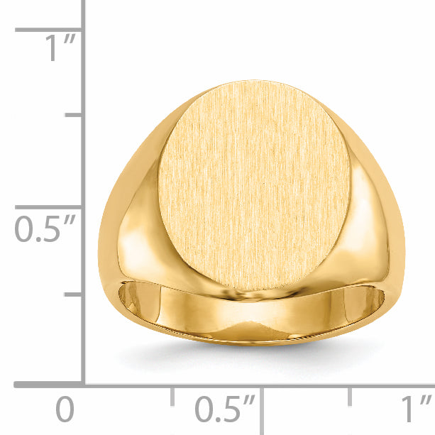 14k 14.5x17.5mm Oval Closed Back Mens Signet Ring RS126