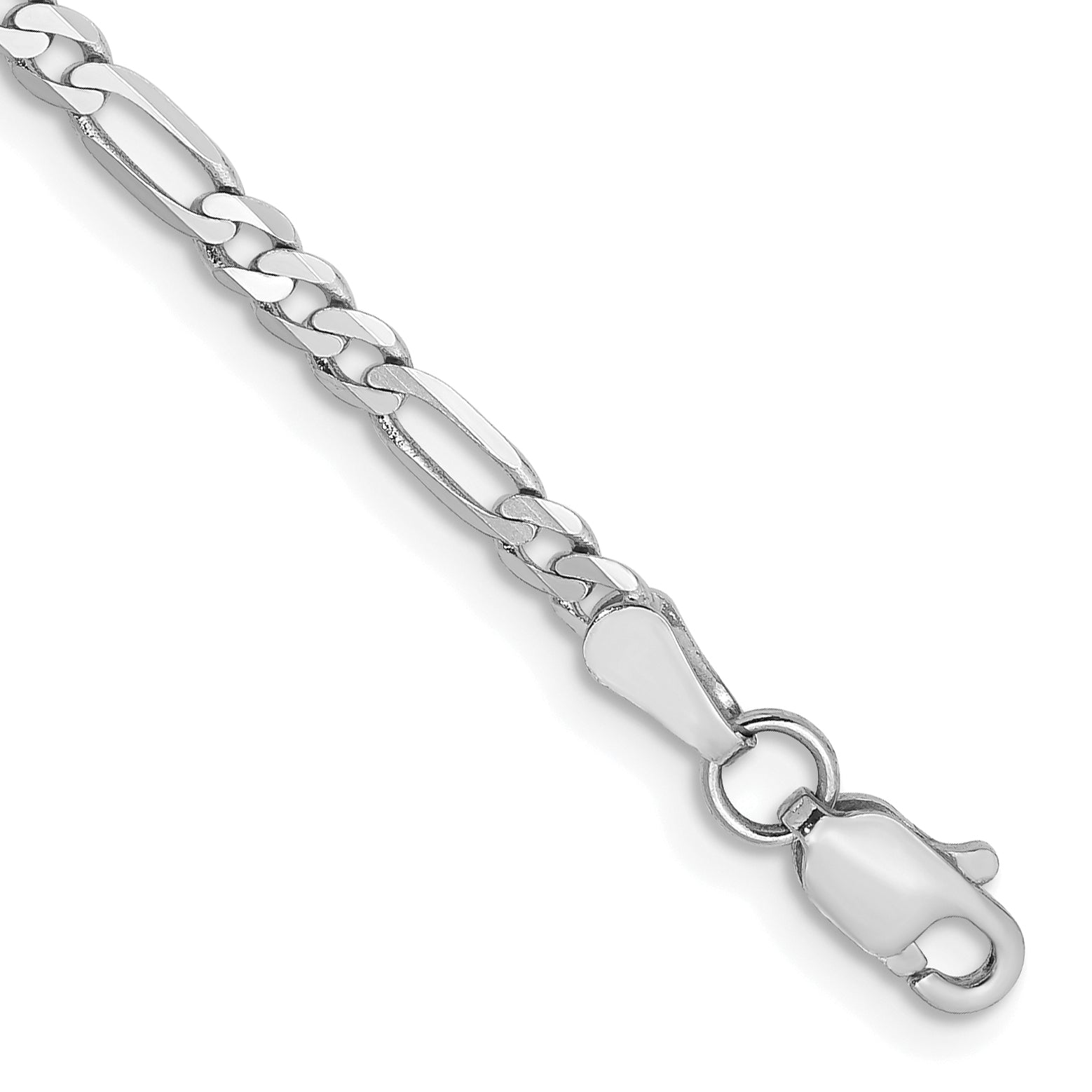 14K White Gold 10 inch 2.75mm Flat Figaro with Lobster Clasp Anklet WFIG070