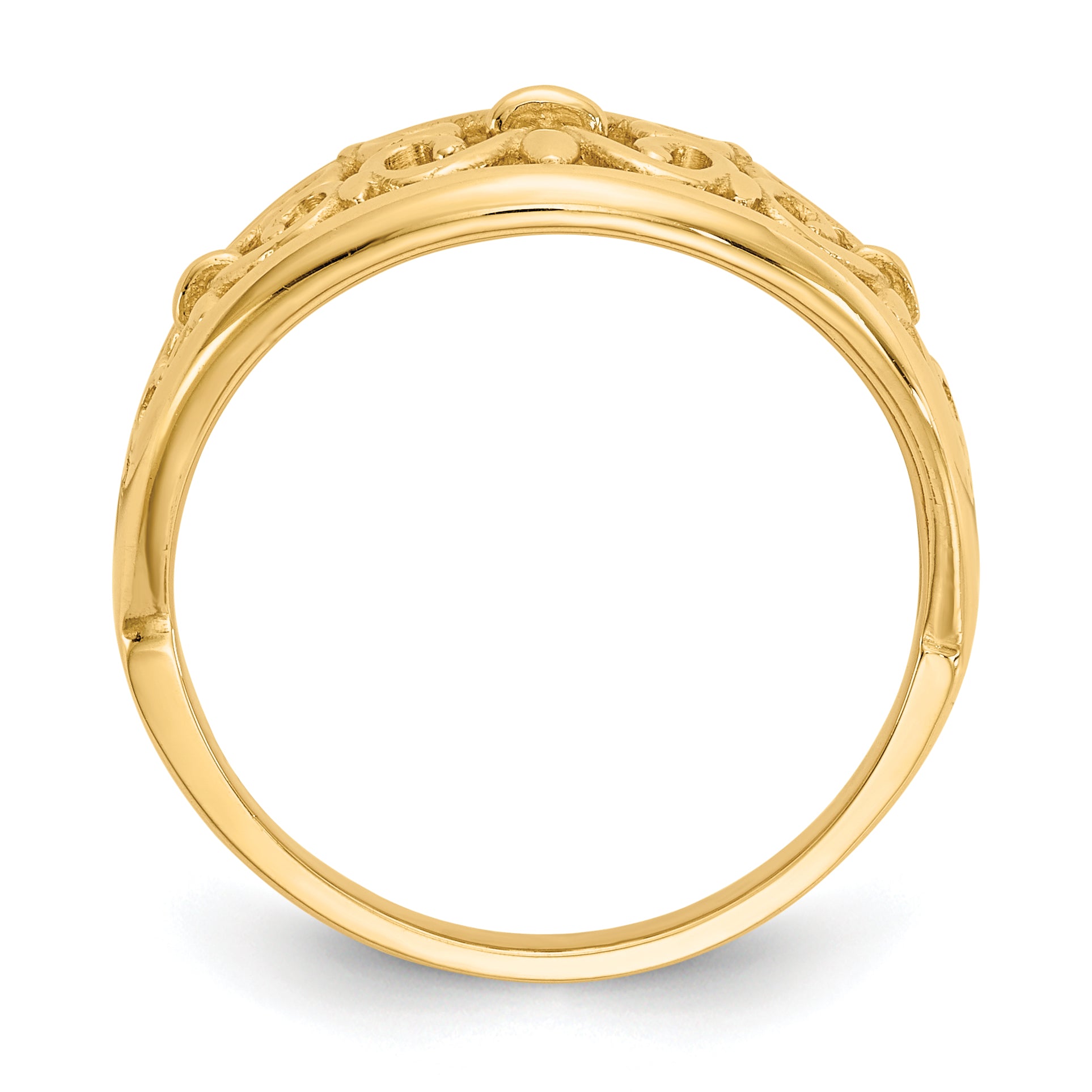 14K Fleur-De-Lis Tapered Filigree Ring K4606