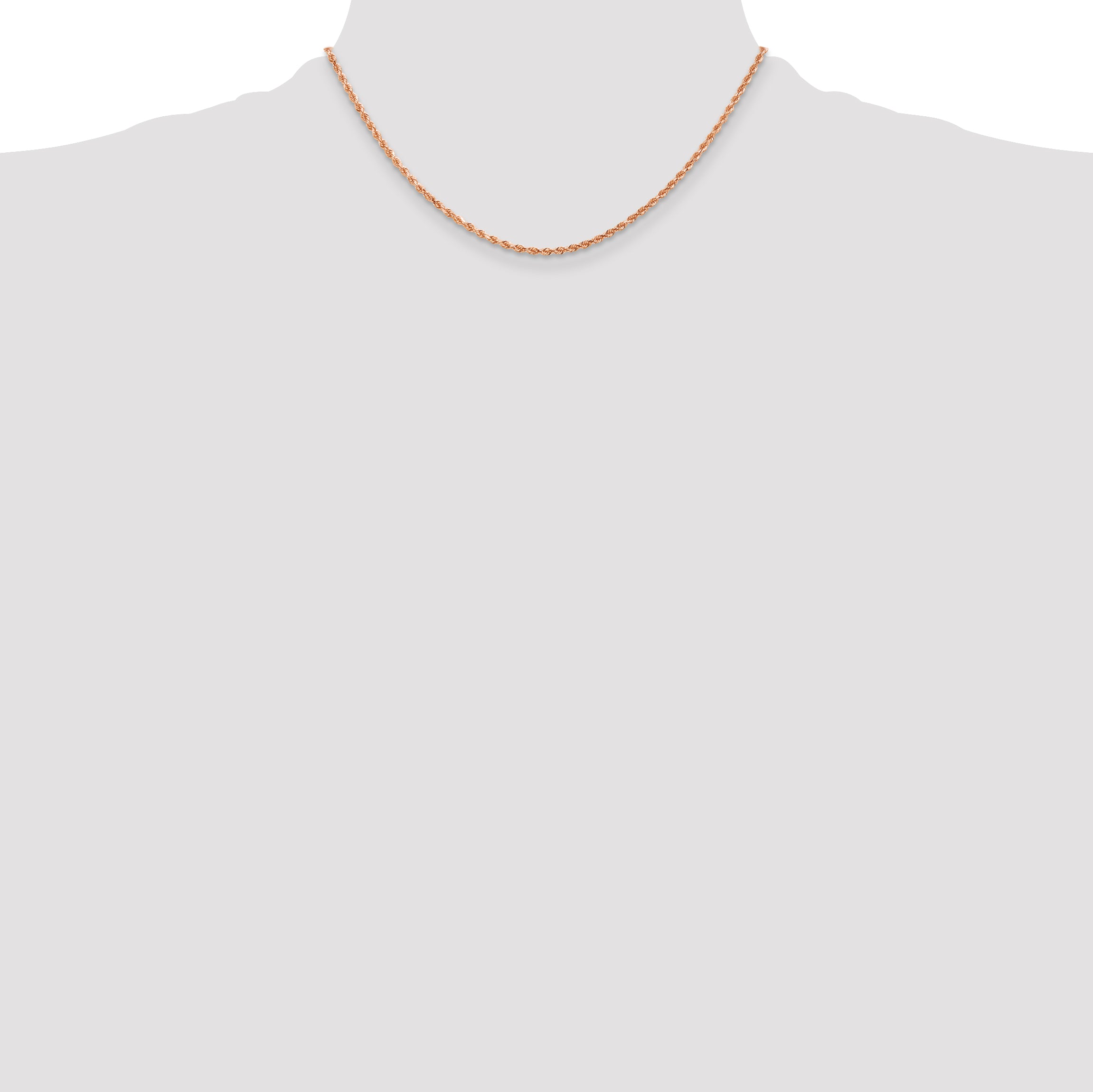 14K Rose Gold 10 inch 2mm Diamond-cut Rope with Lobster Clasp Anklet 016R
