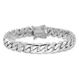 14K White Gold 20 inch 10.8mm Hand Polished Rounded Curb Link with Box Catch Clasp Chain WLK127