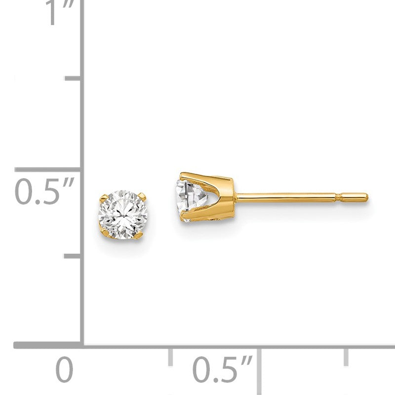 14k 3.5mm Round CZ Stud Earrings XD5CZ
