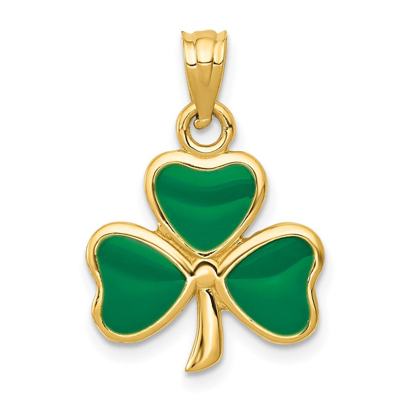 14k Enameled 3 Leaf Clover Pendant K1721