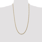 14K 26 inch 3mm Flat Figaro with Lobster Clasp Chain FFL080