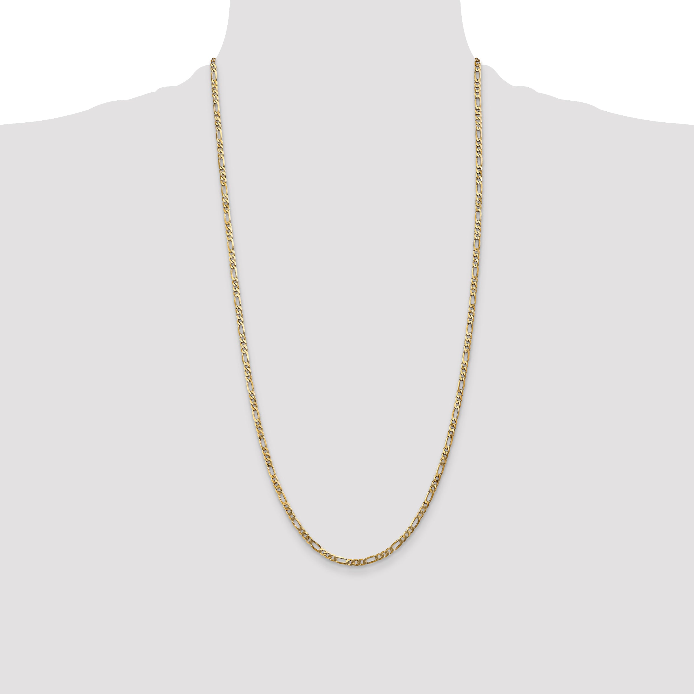 14K 26 inch 3mm Flat Figaro with Lobster Clasp Chain FFL080
