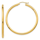 14K 2.5x45mm Polished Round Tube Hoop Earrings T926