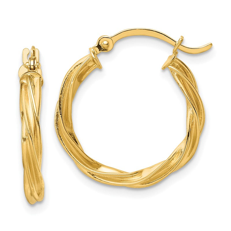14K Polished Twisted 2.5mm Hoop Earrings TF1606