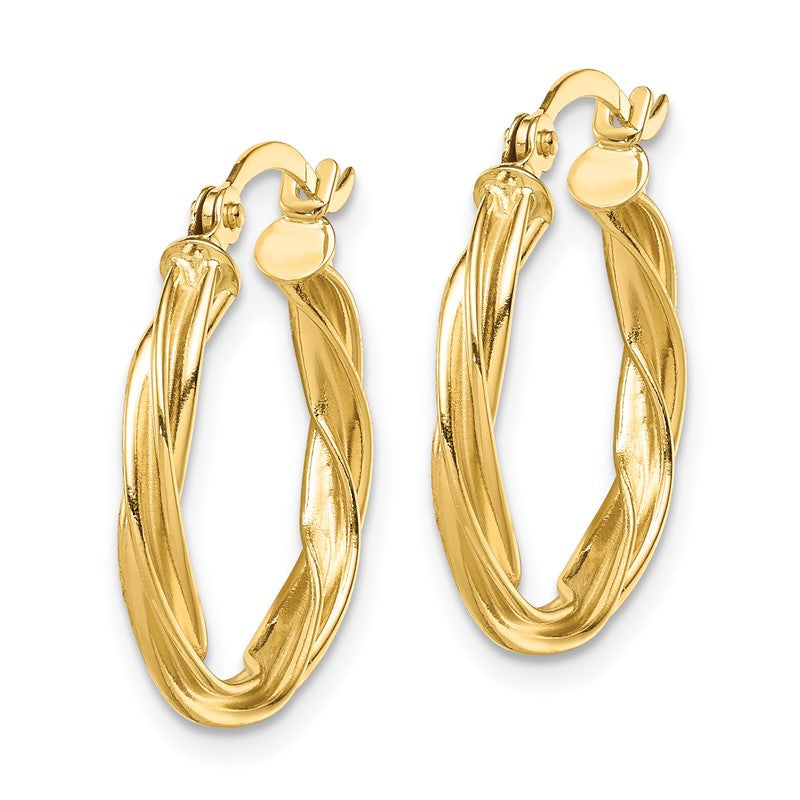 14K Polished Twisted 2.5mm Hoop Earrings TF1606