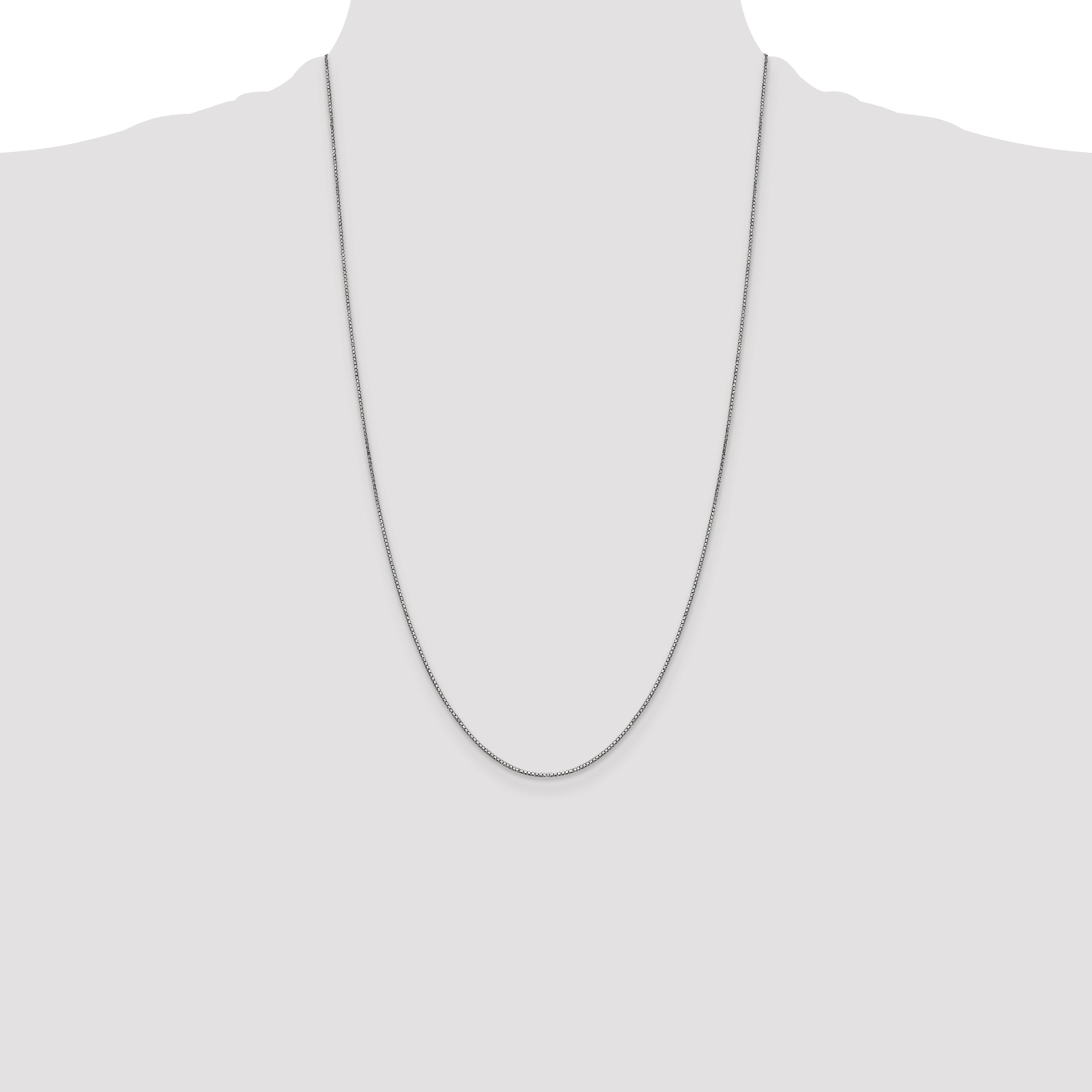 14K White Gold 26 inch .9mm Box with Lobster Clasp Chain WLB
