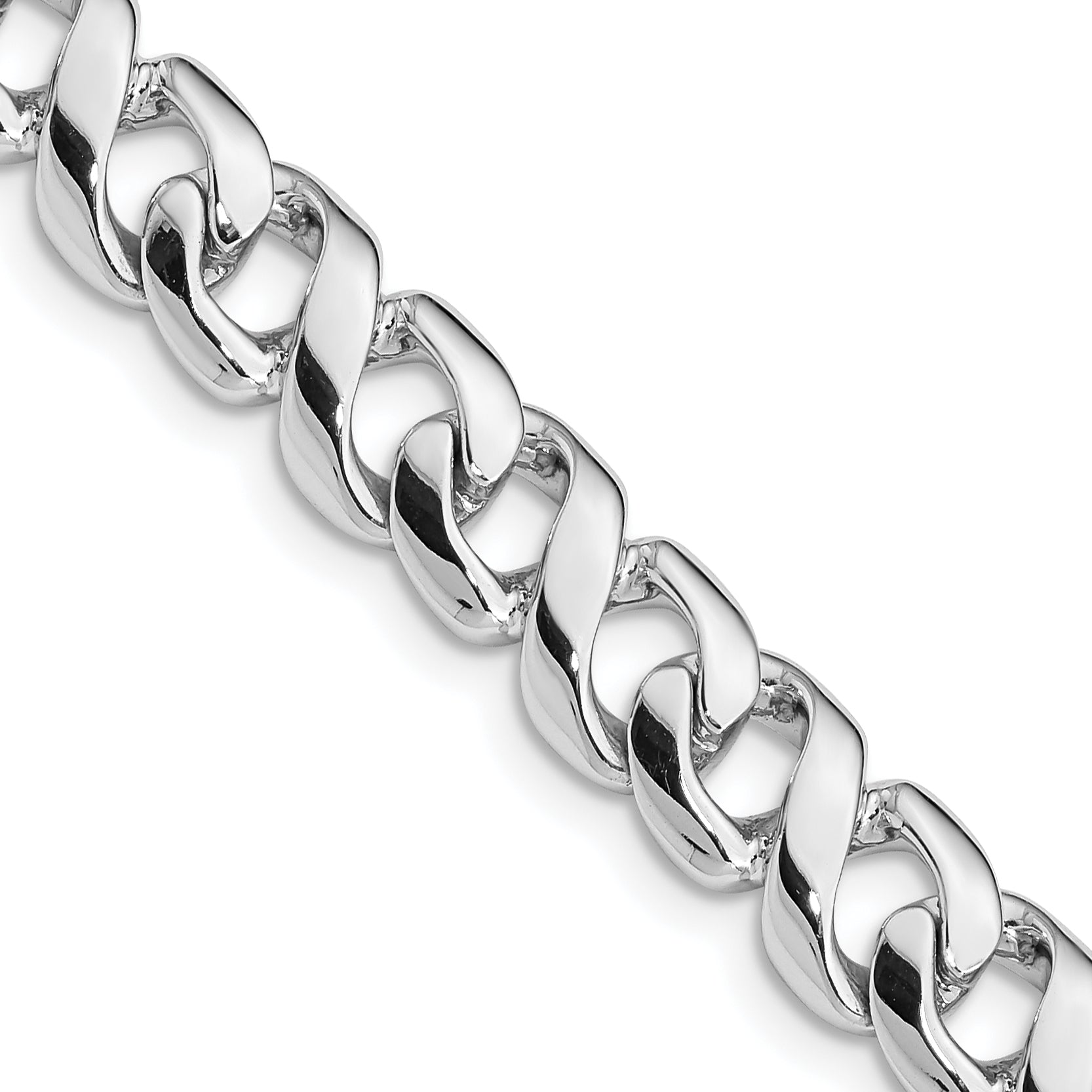 14K White Gold  20 inch 8.75mm Hand Polished Fancy Link with Fancy Lobster Clasp Chain WLK404