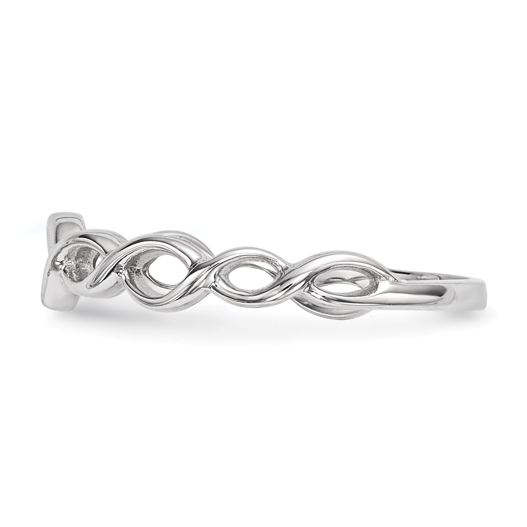 14k White Gold Polished Twisted Loops Ring R613