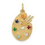 14k Multi-color CZ Stones Artist Palette Charm A3737