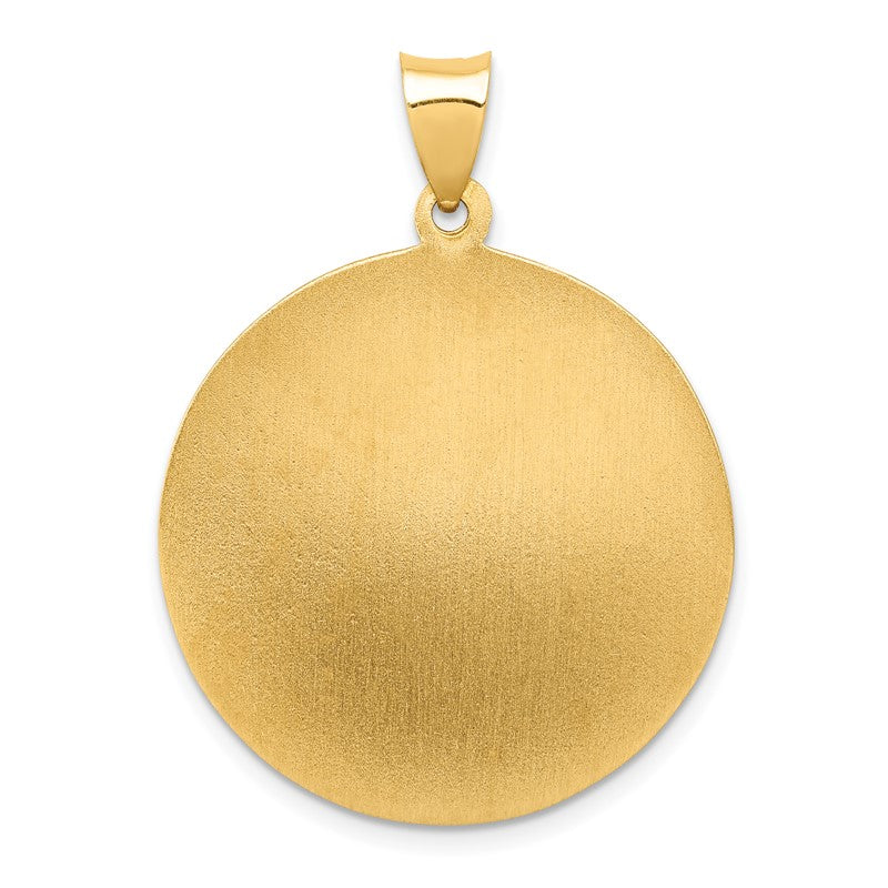 14k Polished and Satin Hollow Large St. Michael Medal Round Pendant XR1365