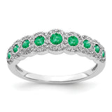 14k White Gold Diamond and Emerald Polished Ring RM5741