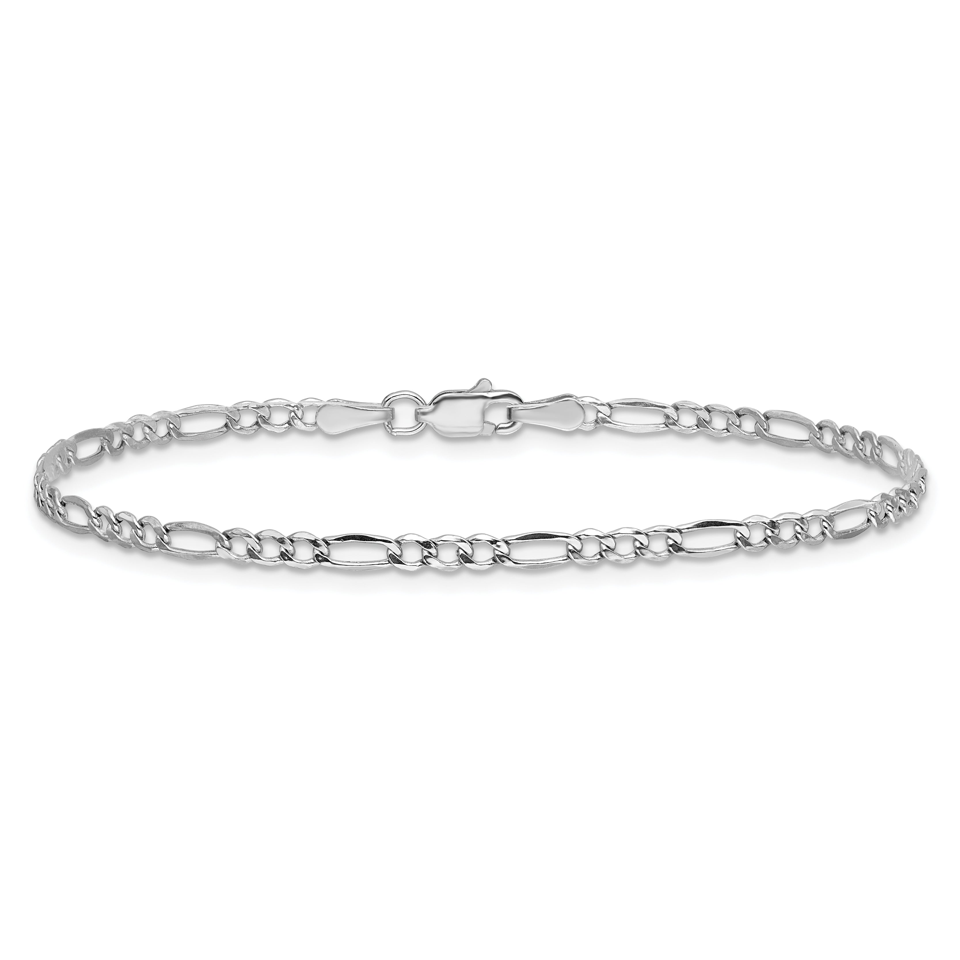 14K White Gold 10 inch 2.5mm Semi-Solid Figaro with Lobster Clasp Chain BC119