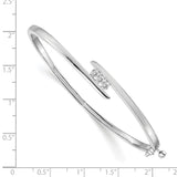 14k White Gold Complete 3-Stone 1/3 carat AA Diamond Hinged Oval Bangle Bracelet XB177AA