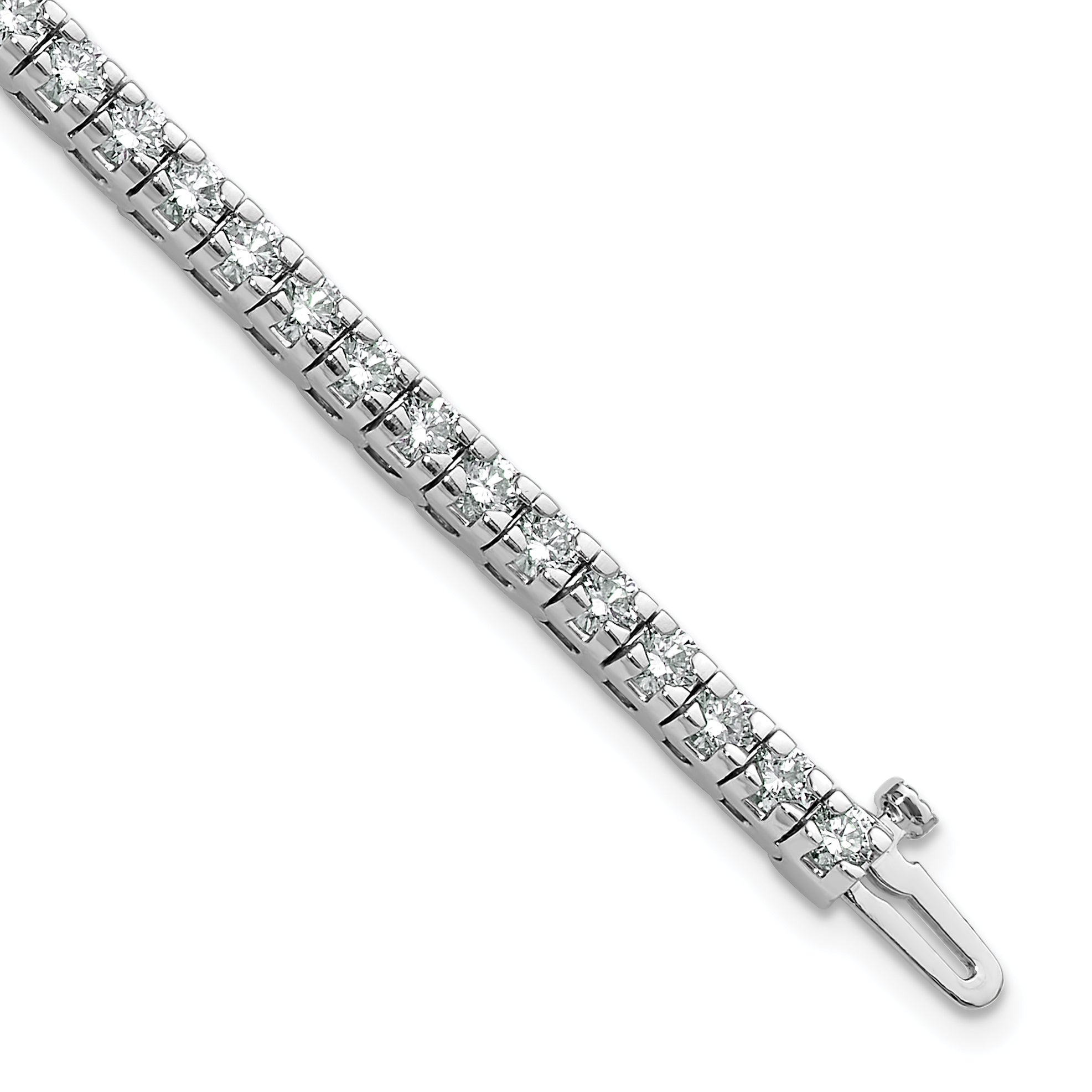 14k White Gold Complete 4.65 carat Round A Diamond 4-prong 7 inch Tennis Bracelet X734WA