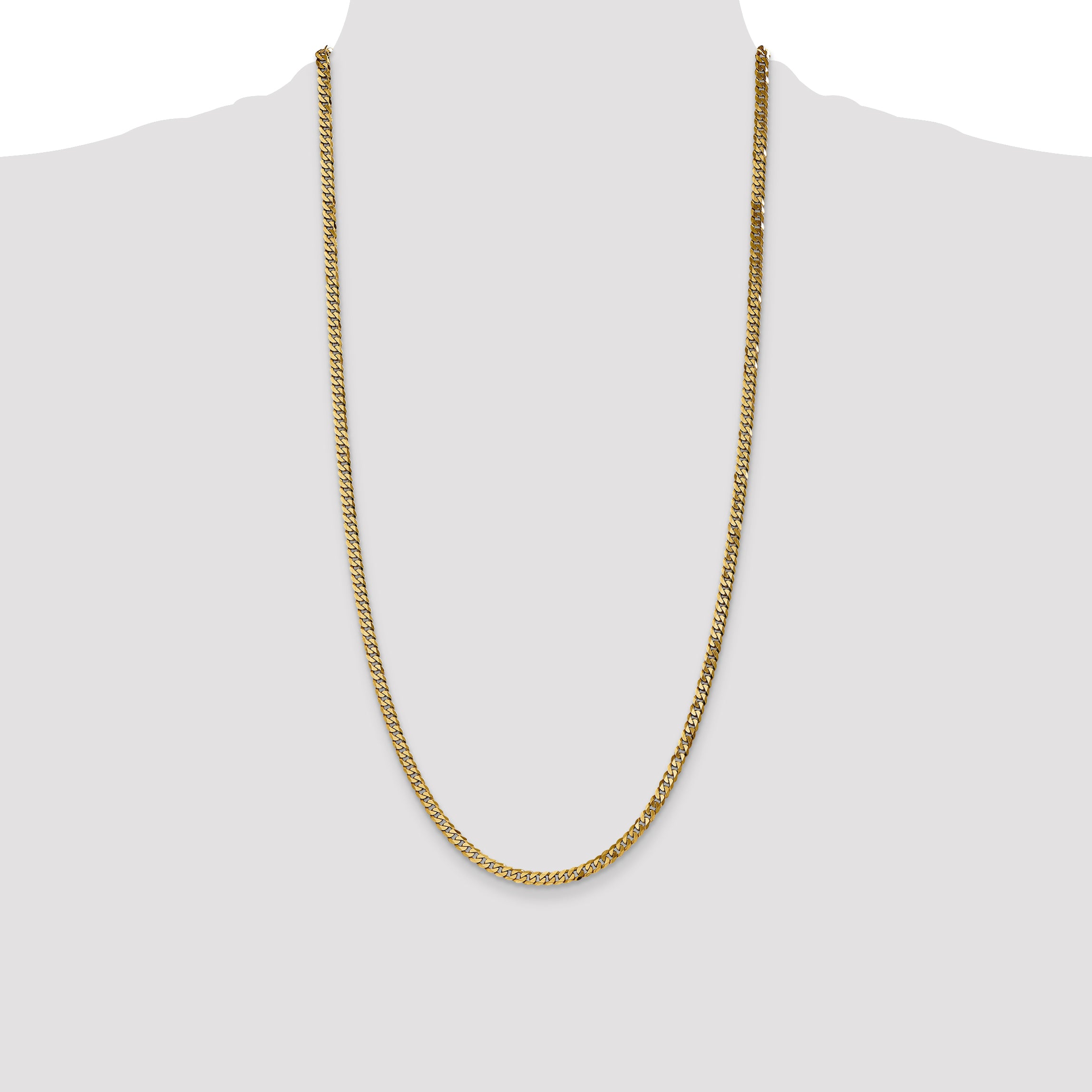 14K 26 inch 3.9mm Flat Beveled Curb with Lobster Clasp Chain FBU100