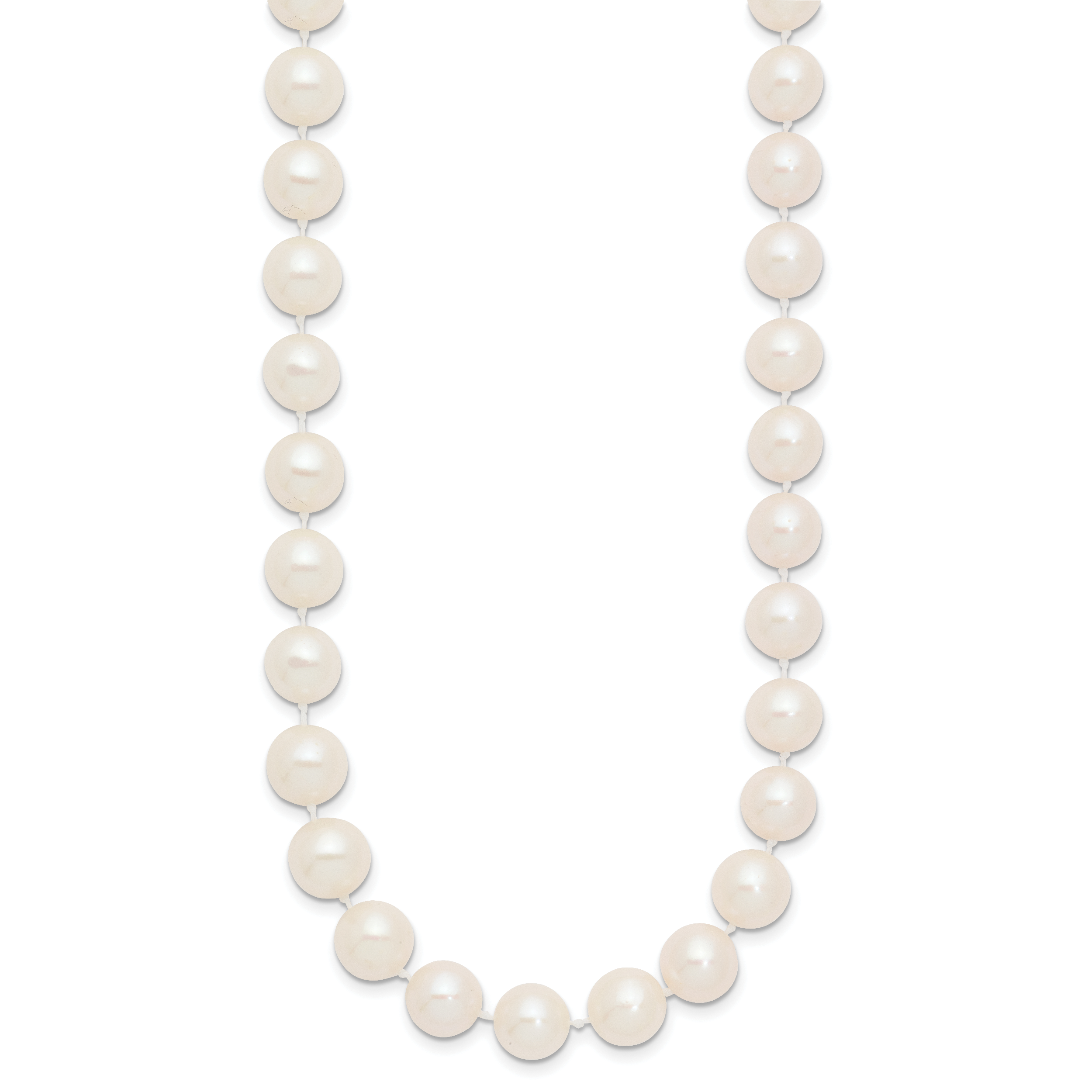 14k 9-10mm White Near-Round Freshwater Cultured Pearl 16 inch Necklace WPN090