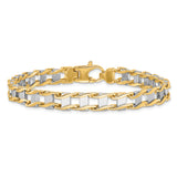 14k Two-tone 7.5mm Hand-polished Fancy Link 8.5 inch Bracelet GB168