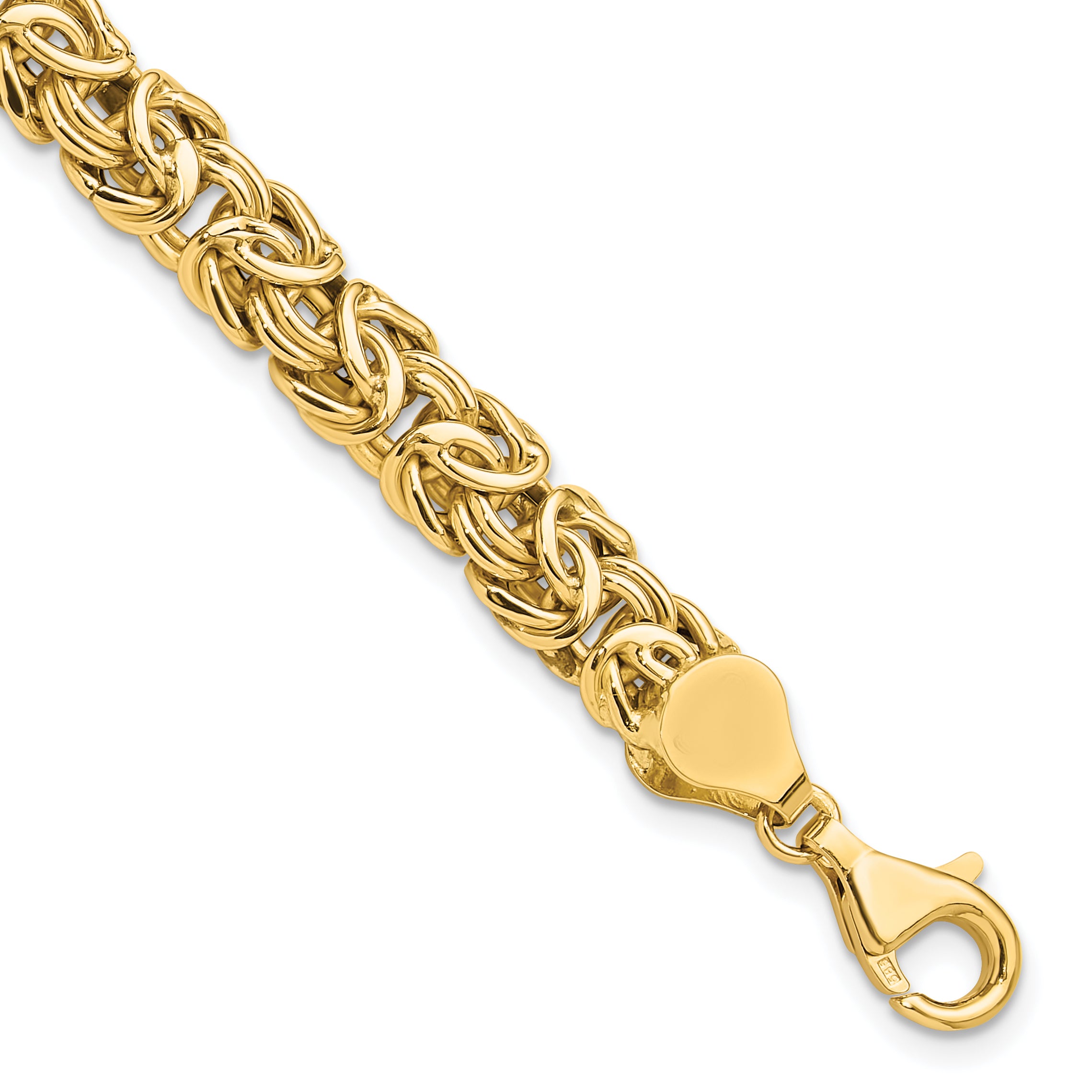 14K Polished 7.75mm Fancy Byzantine Link 8 inch Bracelet SF2731