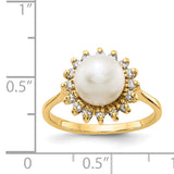 14k 7.5mm FW Cultured Pearl VS Diamond ring Y4378PL/VS