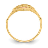 14K Two-tone Diamond-cut Quinceanera 15 in Heart Ring K3886