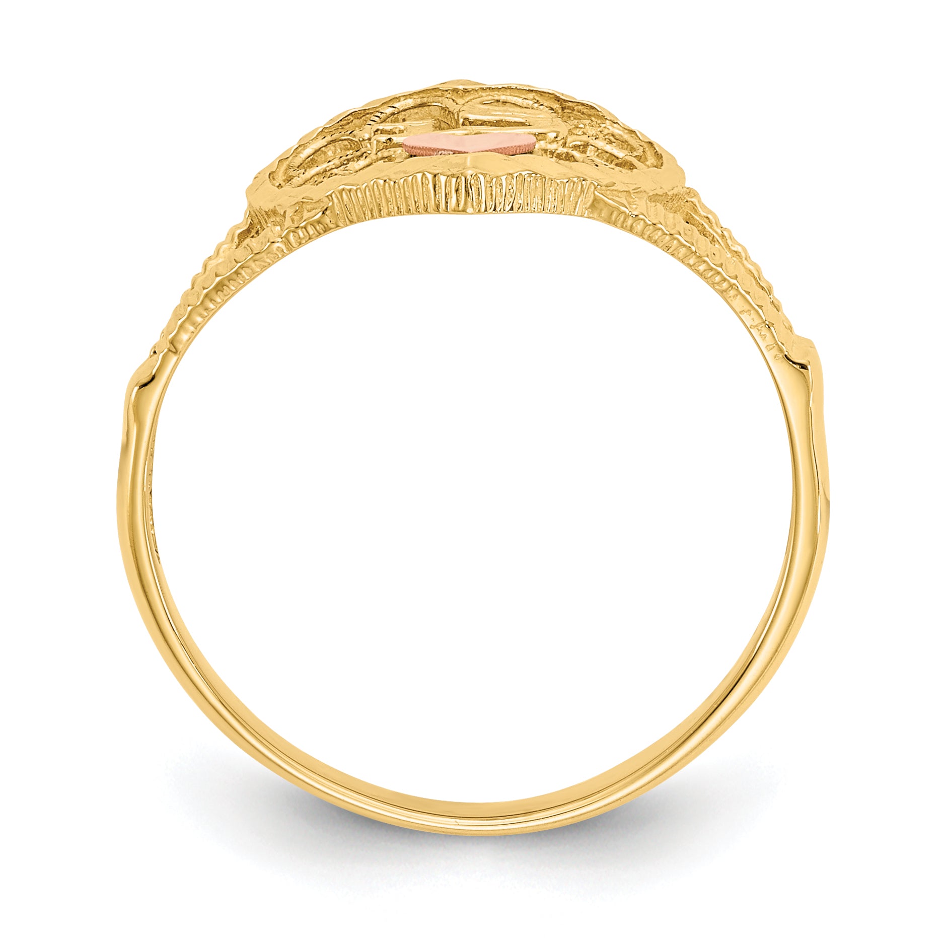 14K Two-tone Diamond-cut Quinceanera 15 in Heart Ring K3886